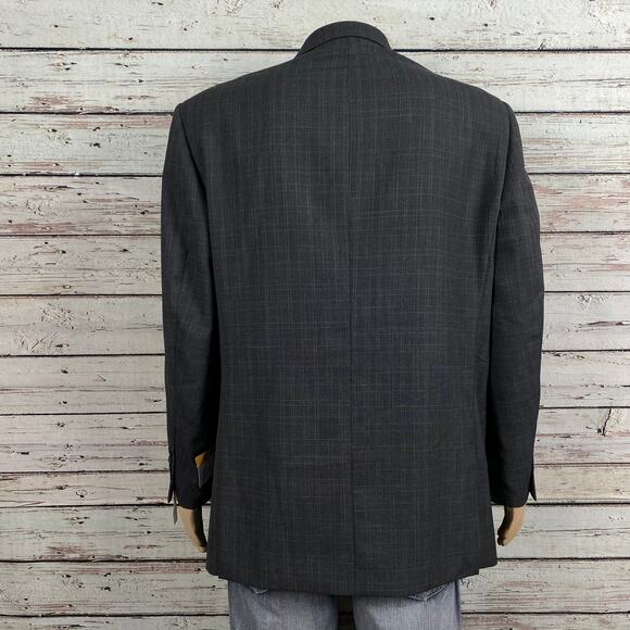 NEW Stacy Adams Gold Label Gray Plaid Suit Blazer Jacket Men's 44 44R Regular - Picture 2 of 10